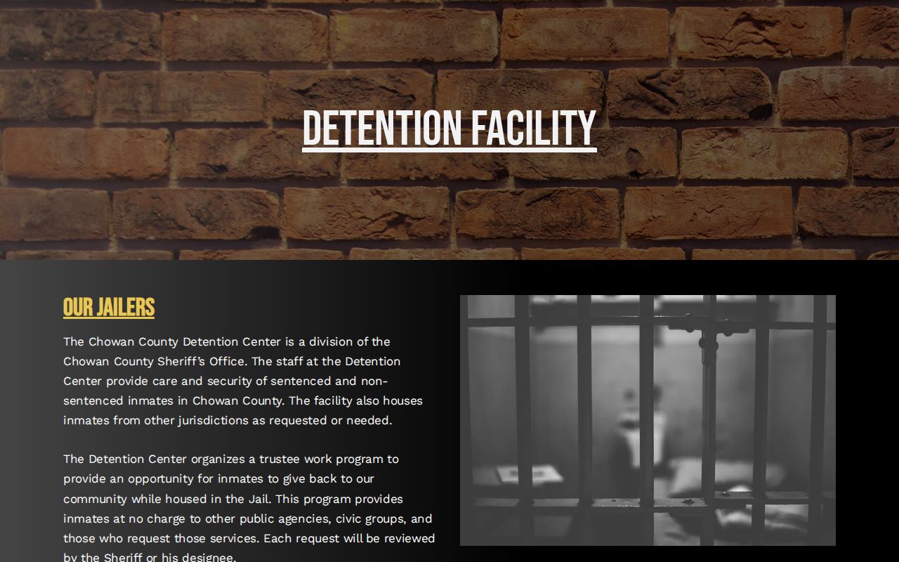 Official Chowan County detention facility information